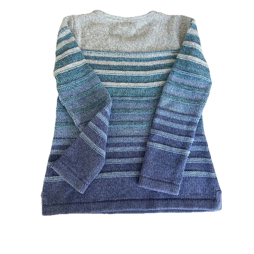 L L Bean Sweater Womens Stripe VTG 90s Heavy Cotton Sweater Cabin Core Size S - Picture 2 of 9